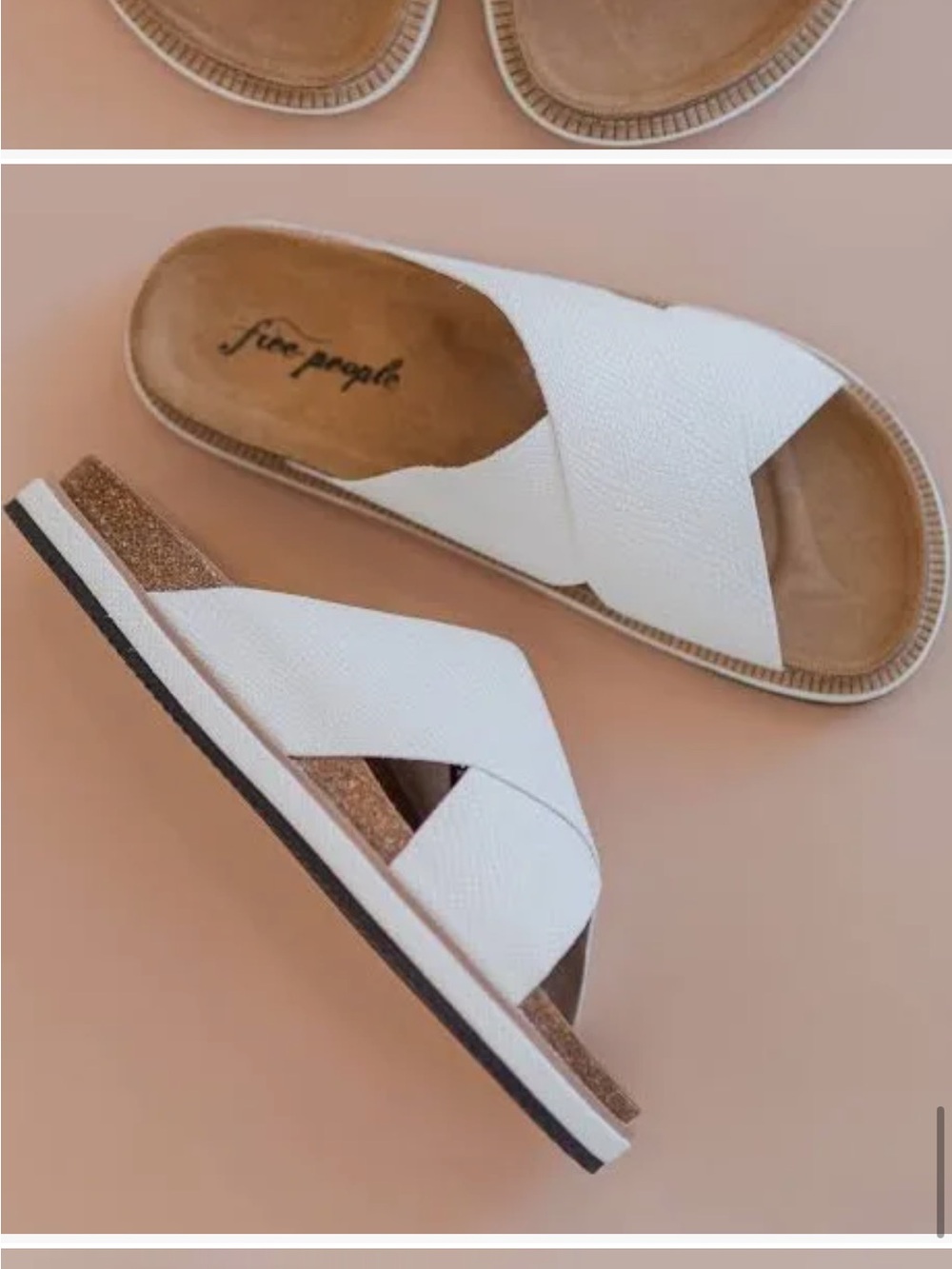 Free People Sidelines White Leather Criss Cross Footbed Slide Sandals Size 40/10